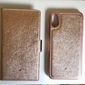 Kate Spade Rose Gold iPhone X folio case